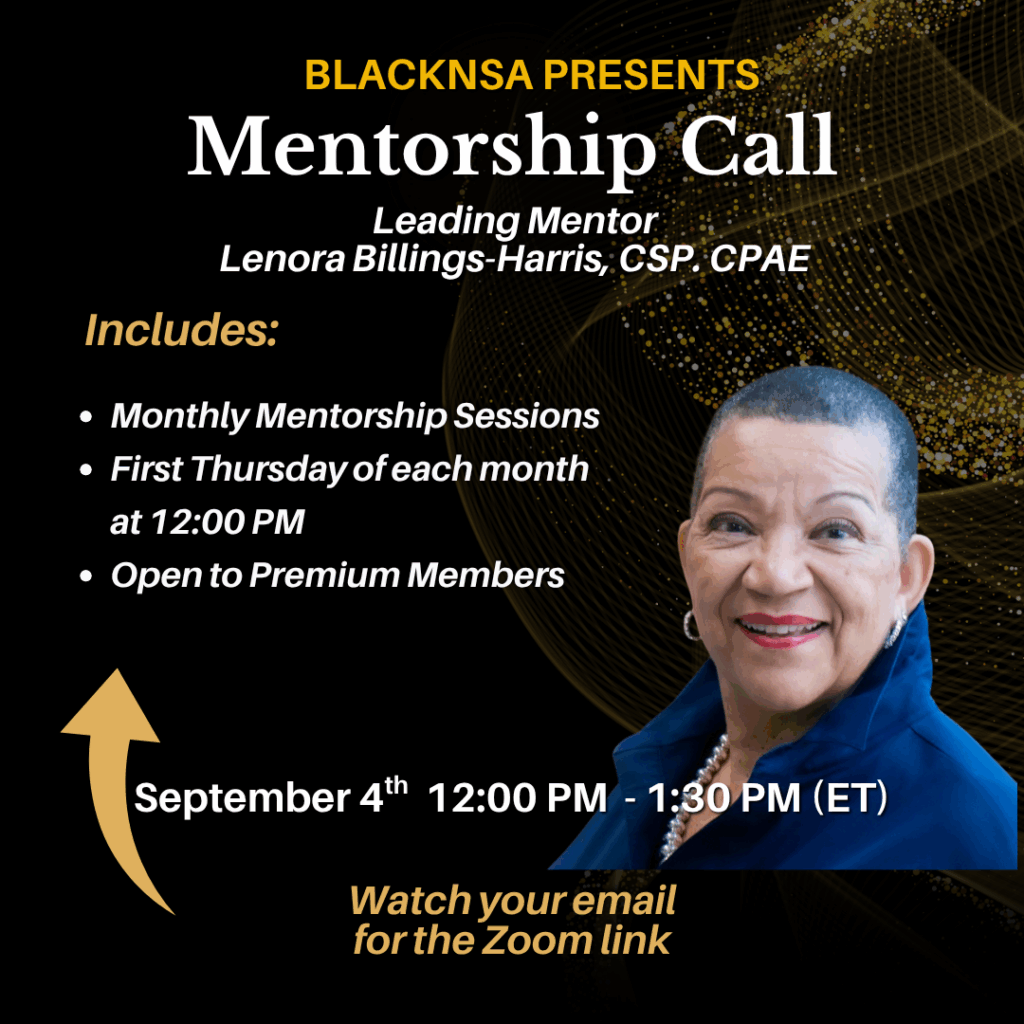 Mentorship Call - September 4: Lenora Billings‑Harris, CSP, CPAE, Hall of Fame Keynote Speaker
